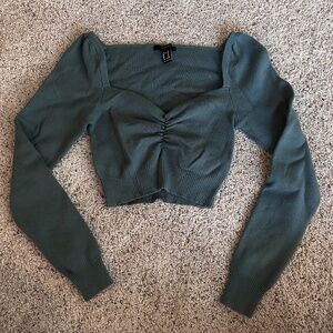 Green Cropped Sweater